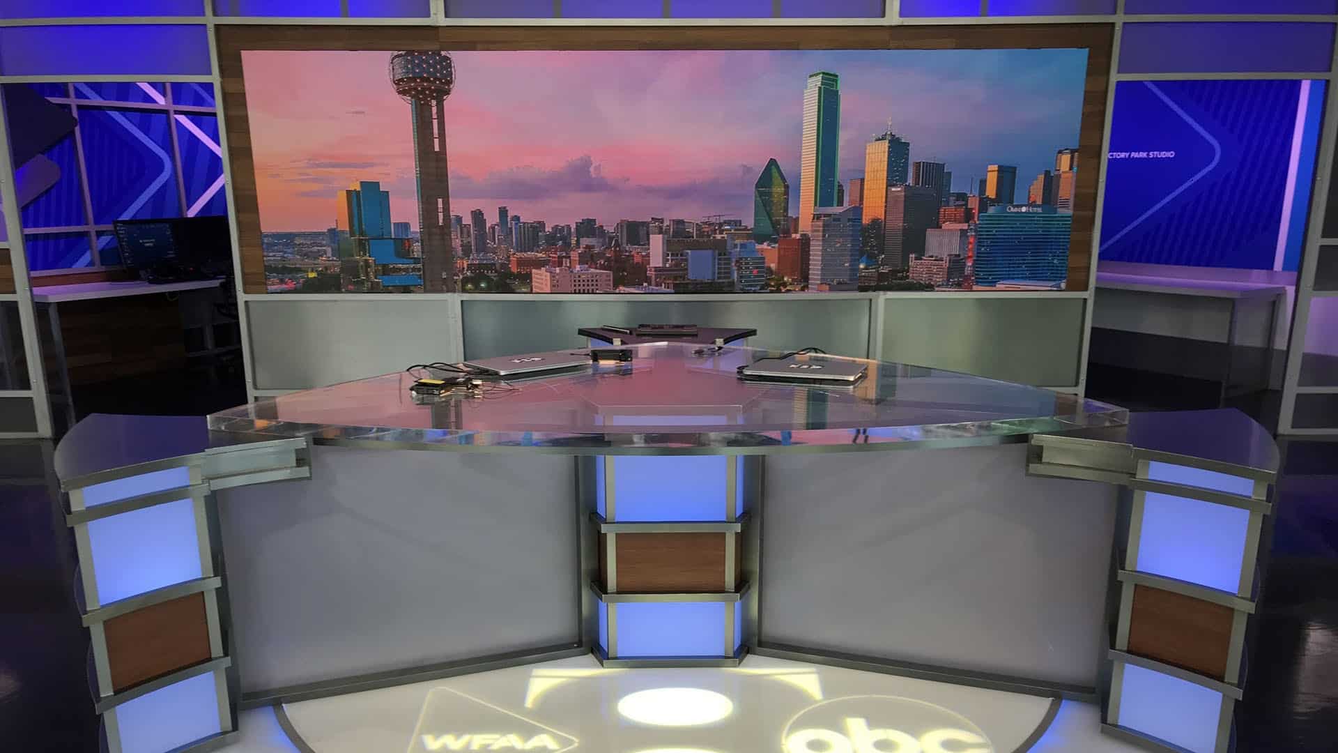 LED UHD video display in TV broadcast studio