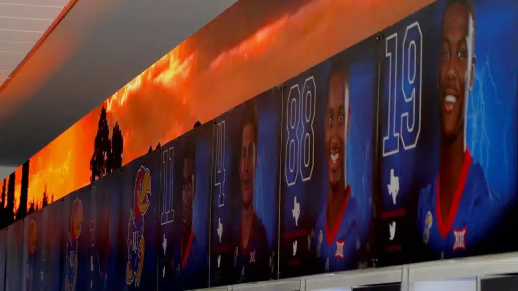 Neoti LED panels in Kansas University football locker room