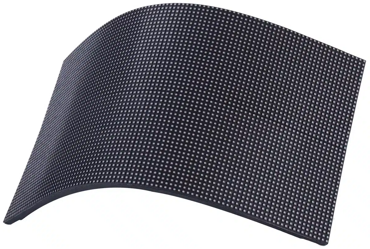 Angle view of a flexible curved LED video display screen