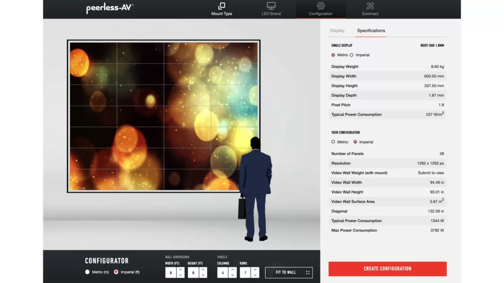 Peerless-AV Neoti LED wall configurator