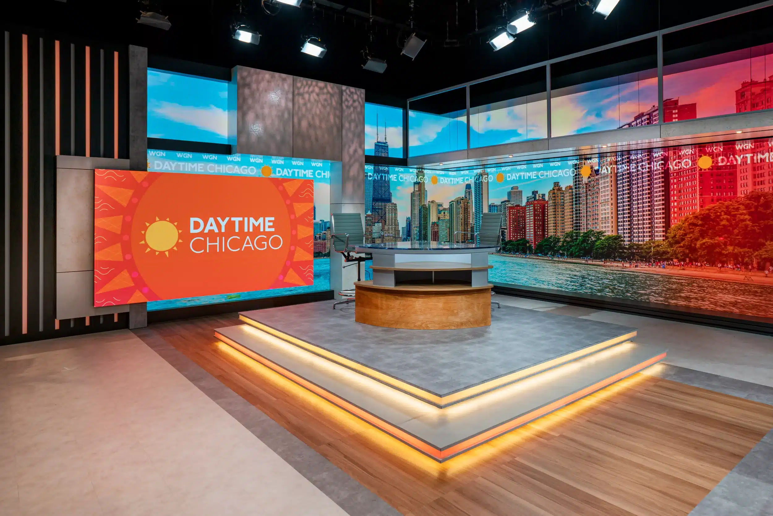 WGN Chicago Broadcast Studio WGN Chicago broadcast studio set featuring Neoti LED video wall